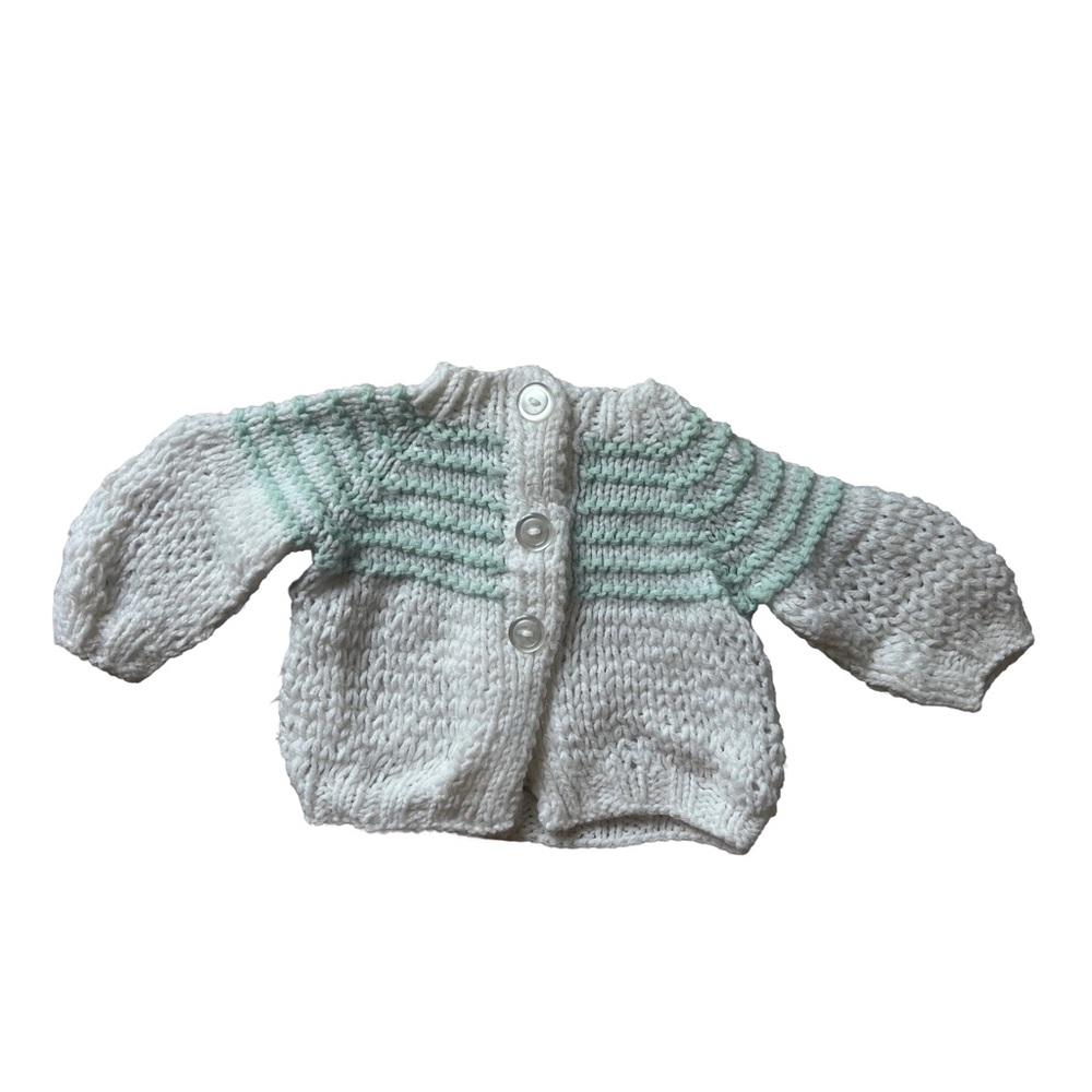Baby Knit Cardigan Jacket in White and Mint